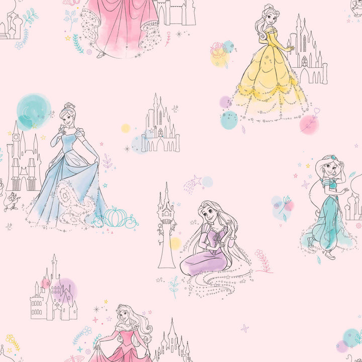 Disney Princess Pretty Elegant 33' L x 20.5" W Wallpaper Roll York Wallcoverings Color: Pink