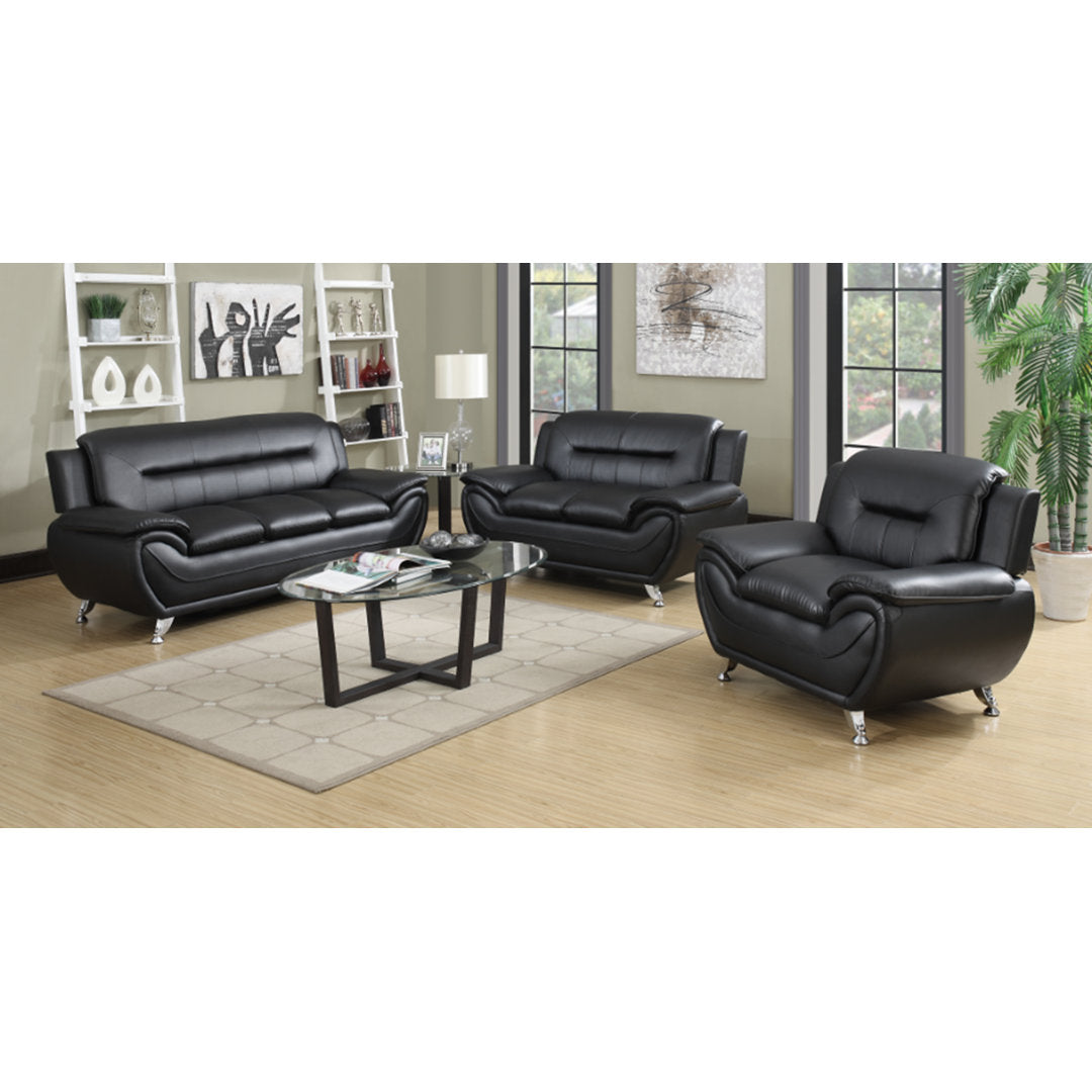 Mulvey 80" Faux Leather Pillow Top Arm Sofa Orren Ellis Upholstery Color: Black