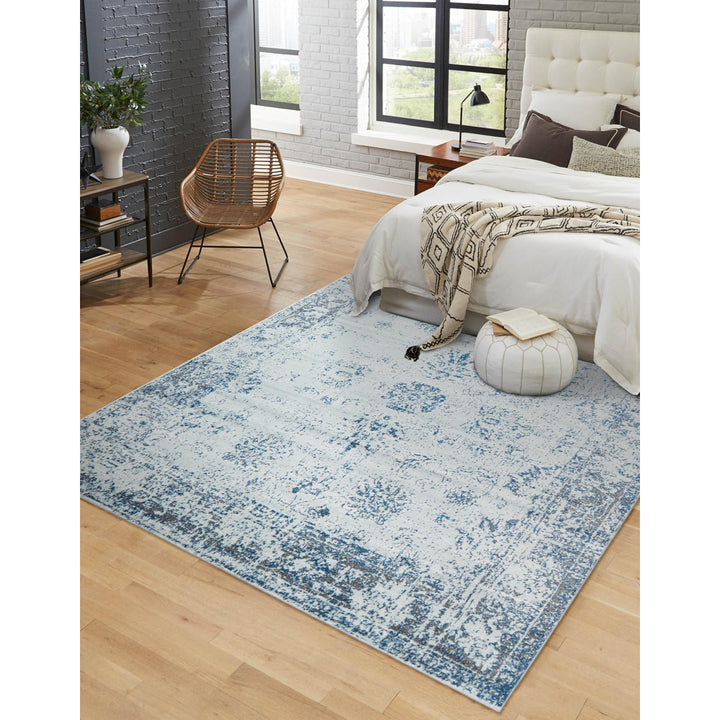 Brandt Abstract Light Blue/Navy Area Rug Mistana™ Rug Size: Square 8'