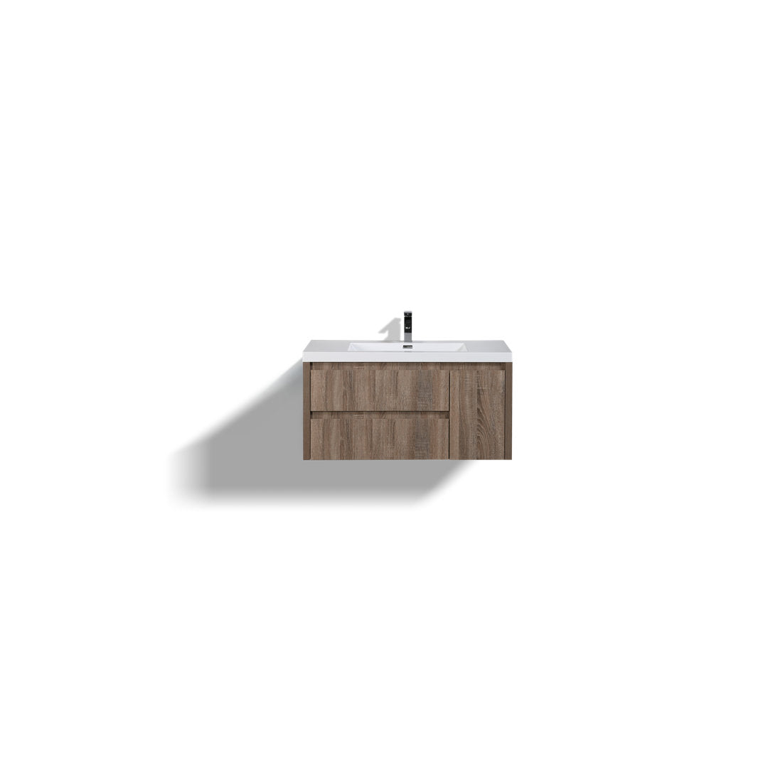 Ayeasha 42" Wall-Mounted Single Bathroom Vanity Set Ivy Bronx Base Finish: Rosewood