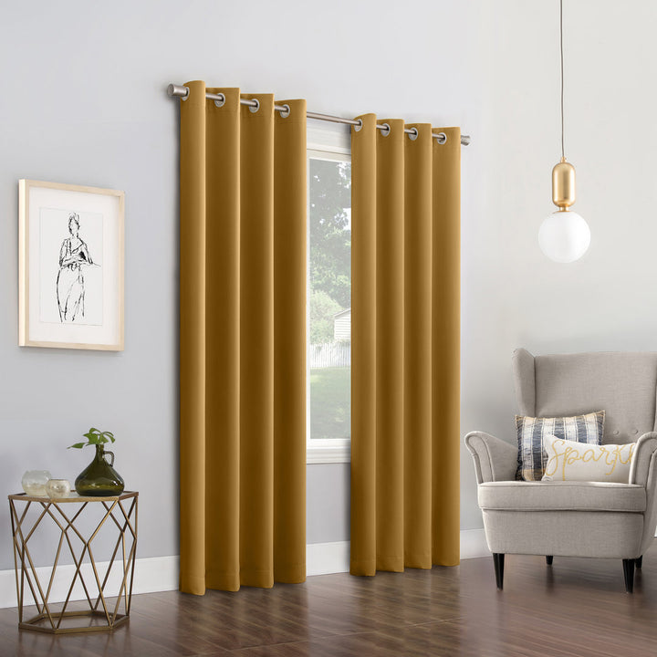 Wayfair Basics Blackout Grommet Curtain Panel Wayfair Basics® Curtain Color: Gold Size per Panel: 54" W x 95" L