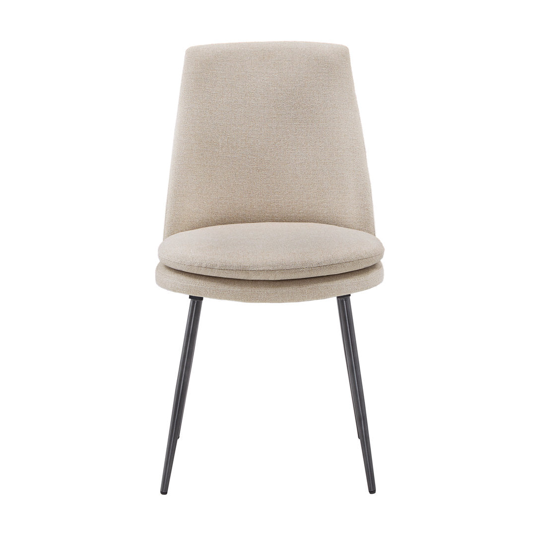 Moeller Upholstered Side Chair (Set of 2) Wade Logan® Upholstery Color: Beige , Leg Color: Iron Gray