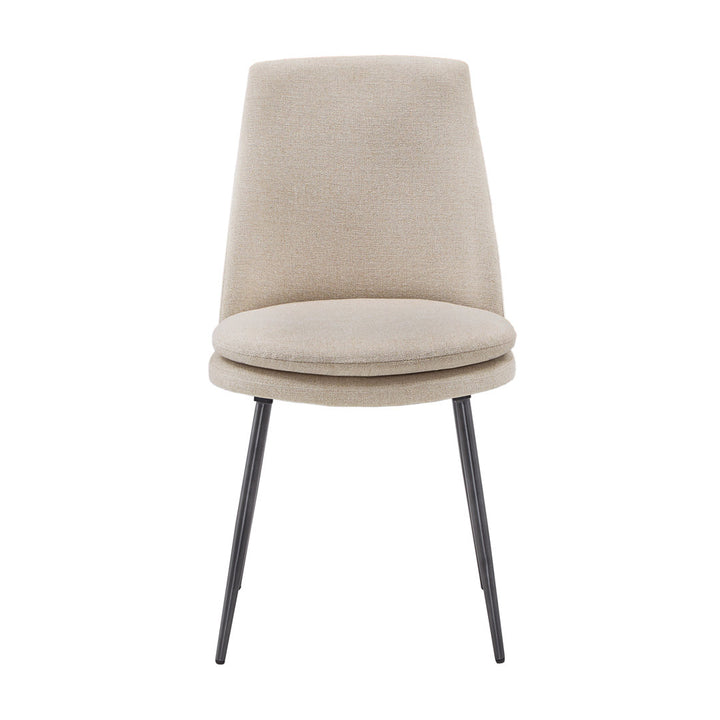 Moeller Upholstered Side Chair (Set of 2) Wade Logan® Upholstery Color: Beige , Leg Color: Iron Gray