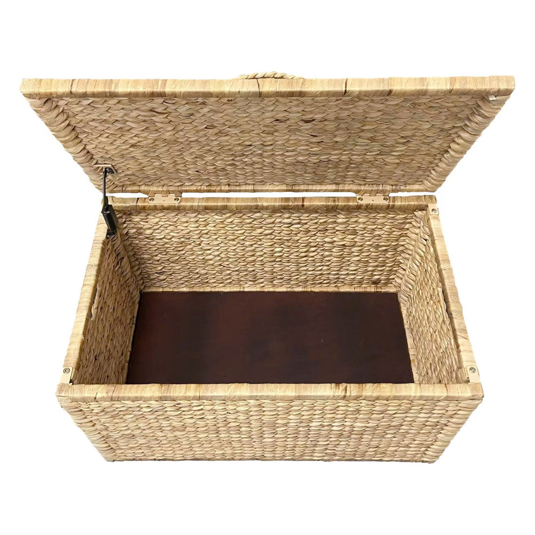 Ved Heavy-duty Water Hyacinth Wicker Storage Trunk with Metal Frame Highland Dunes Color: Natural