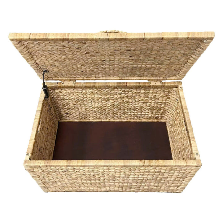 Ved Heavy-duty Water Hyacinth Wicker Storage Trunk with Metal Frame Highland Dunes Color: Natural