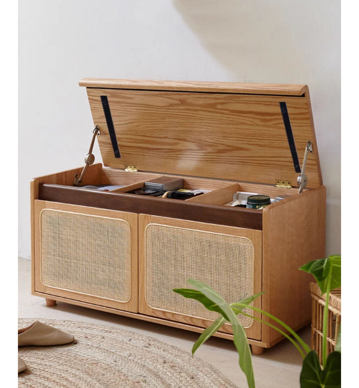 35.43" Medium Yellow Wood Rectangular Solid Wood Shoe Storage Bench Stylistics Savvy