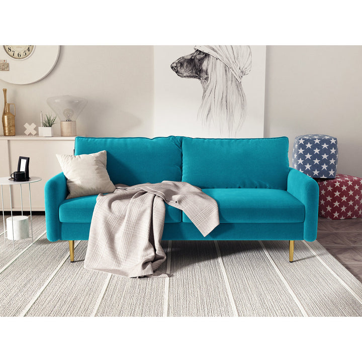 Javonta 70'' Upholstered Sofa Everly Quinn Fabric: Aqua Velvet