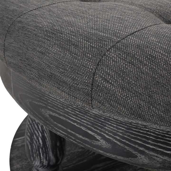 Tawney 40" Wide Tufted Round Cocktail Ottoman with Storage Rosalind Wheeler Leg Color: Gray Body Fabric: Charcoal Polyester
