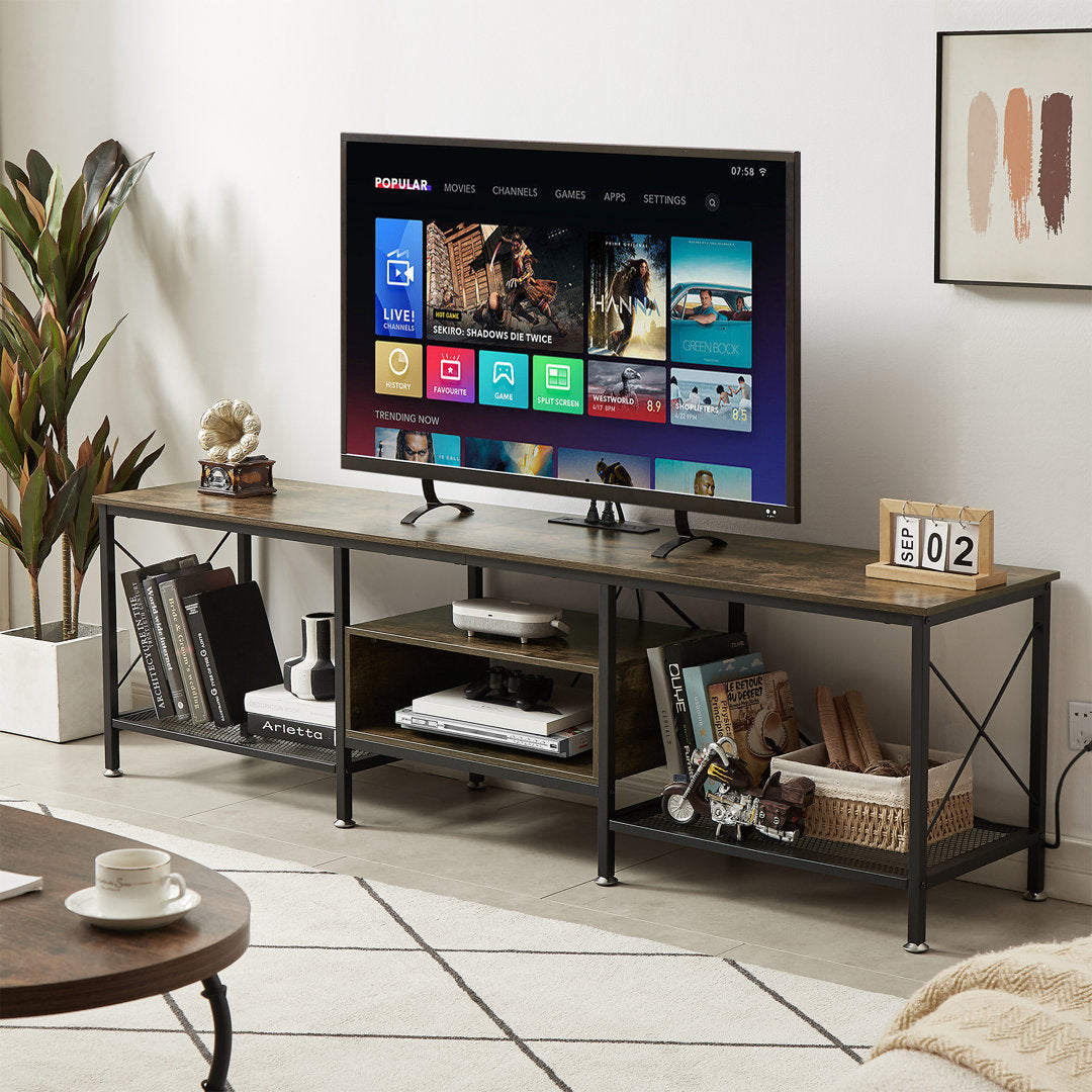 Pridgen TV Stand with Power Outlets, Entertainment Center Media Console with Charging Station Trent Austin Design® Color: Brown Overall Entertainment Center Width - Side to Side: 70