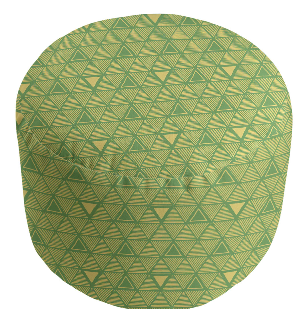 Full Color Hand Drawn Triangles Pouf East Urban Home Upholstery Color: Green/Yellow