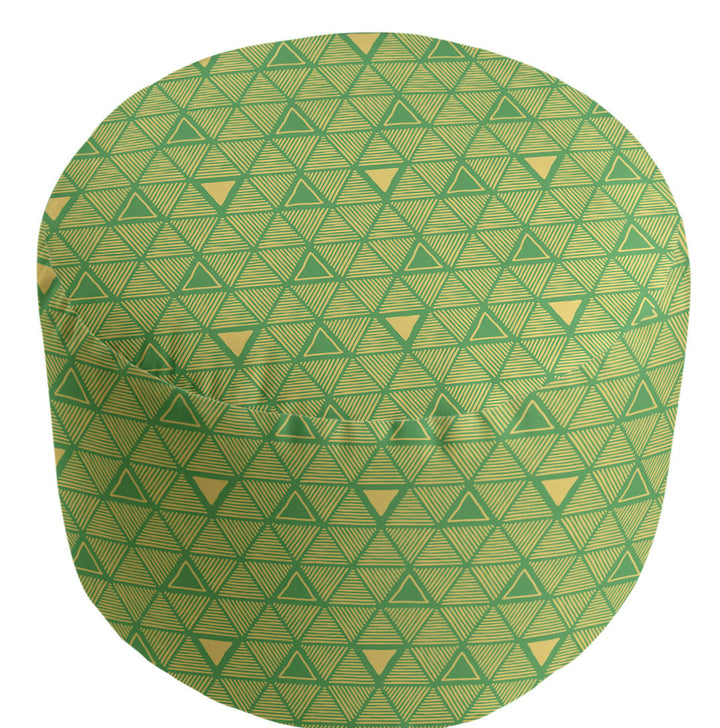 Full Color Hand Drawn Triangles Pouf East Urban Home Upholstery Color: Green/Yellow