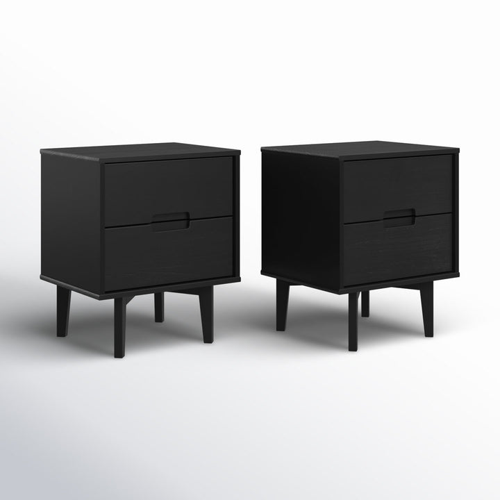 Aizlyn Mid-Century Modern Solid Wood Groove-Handle Nightstands (Set of 2) Wade Logan® Color: Black