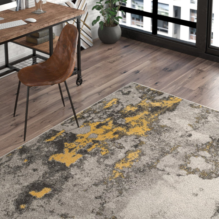 Riebe Abstract Power Loom Polypropylene Area Rug in Gray/Yellow Trent Austin Design® Rug Size: Rectangle 9' x 12'