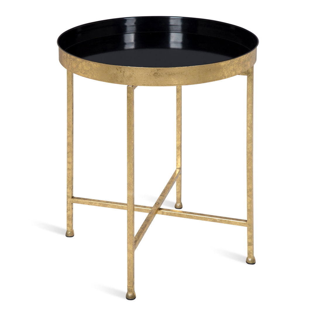 Ekta Tray Top Cross Legs End Table Willa Arlo™ Interiors Table Base Color: Gold, Table Top Color: Black