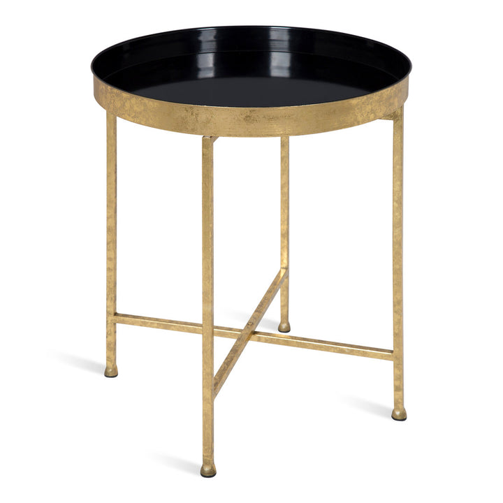 Ekta Tray Top Cross Legs End Table Willa Arlo™ Interiors Table Base Color: Gold, Table Top Color: Black