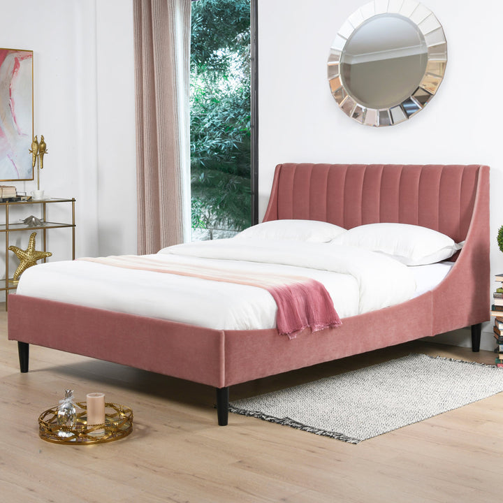 Helaina Tufted Upholstered Low Profile Platform Bed Wade Logan® Color: Ash Rose Velvet Size: Queen