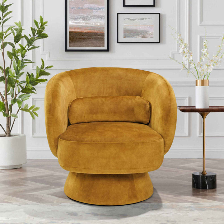 Saboor MINIMORE Modern Style Swivel Accent Chair Orren Ellis Fabric: Yellow Polyester Blend