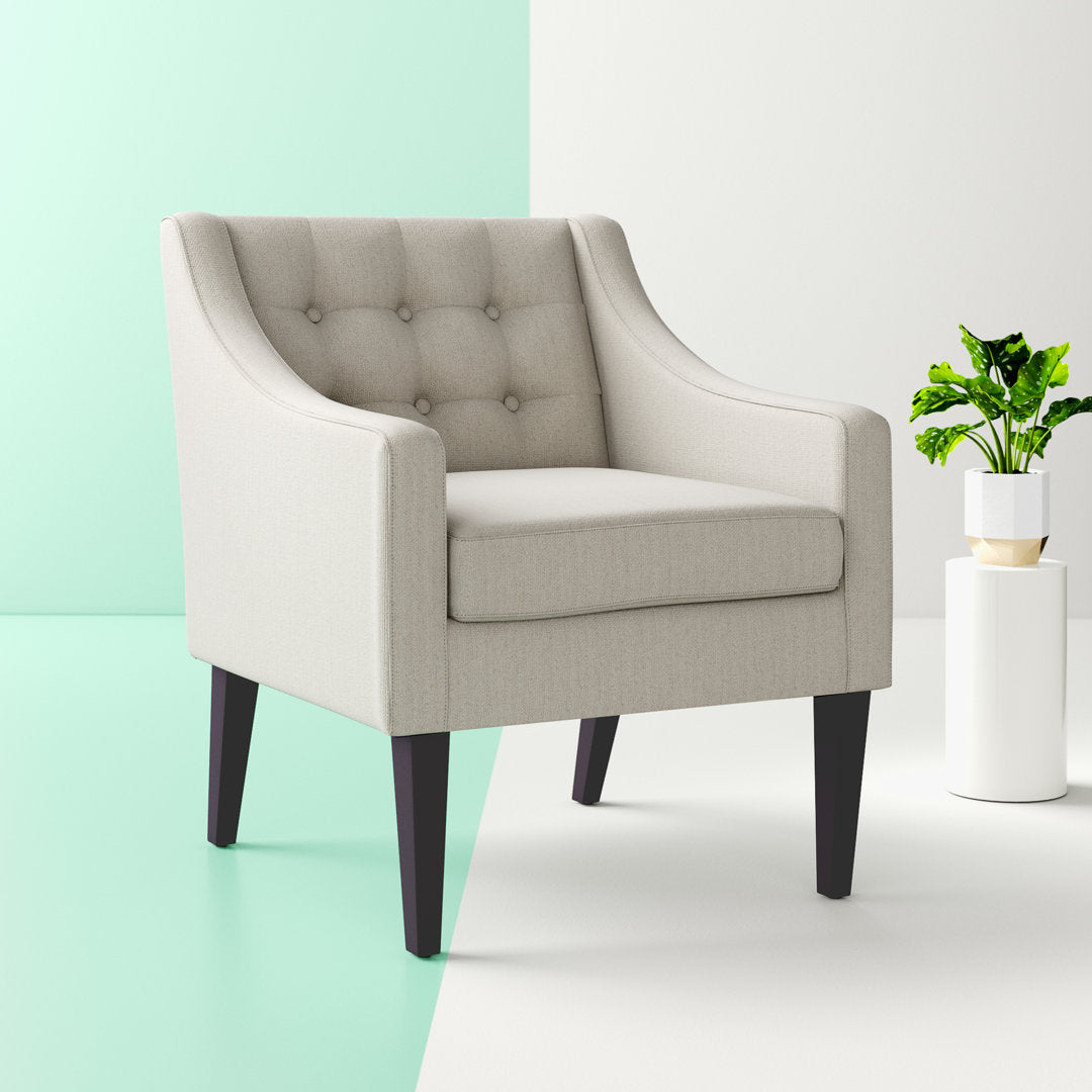 Clopton 26" Wide Mid-Century Modern Tufted Accent Armchair Hashtag Home Fabric: Beige Polyester Blend