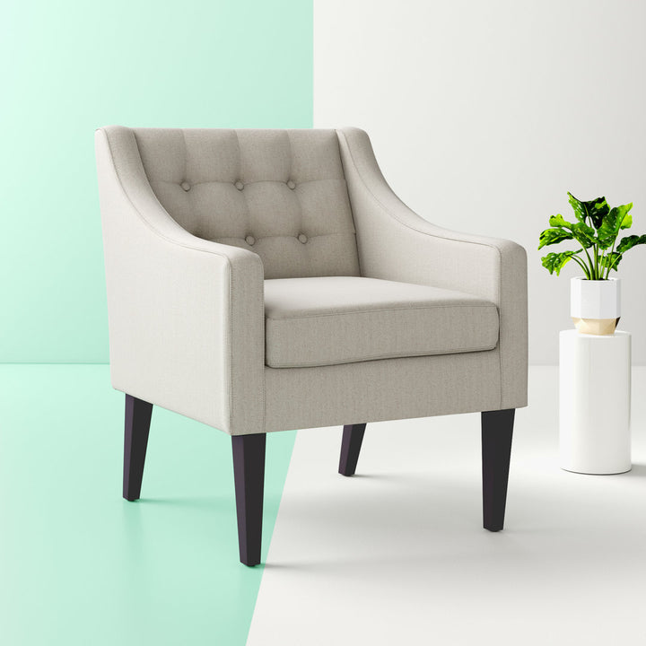 Clopton 26" Wide Mid-Century Modern Tufted Accent Armchair Hashtag Home Fabric: Beige Polyester Blend