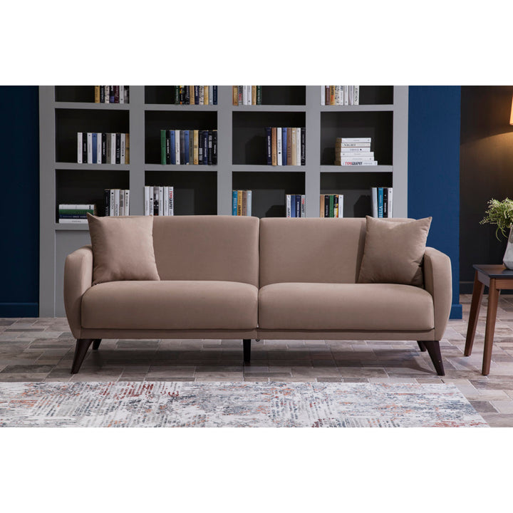 Lelana Twin 78.75 Polyester Tufted Sofa Brayden Studio® Fabric: Taupe