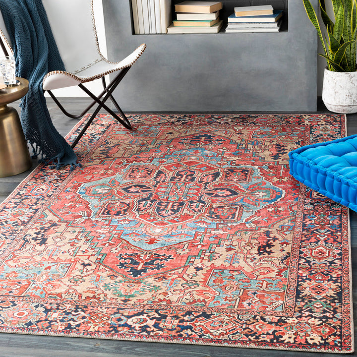 Fleckenstein Oriental Bright Red/Beige/Blue Area Rug Langley Street® Rug Size: Rectangle 9' x 12'