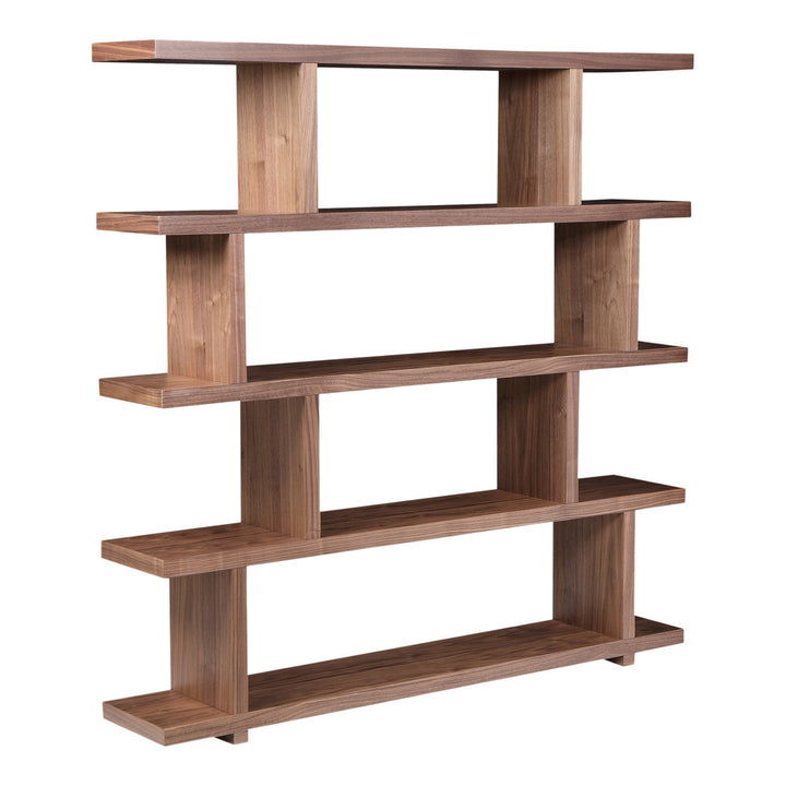 Annora 63" H x 63" W Geometric Bookcase AllModern Color: Walnut