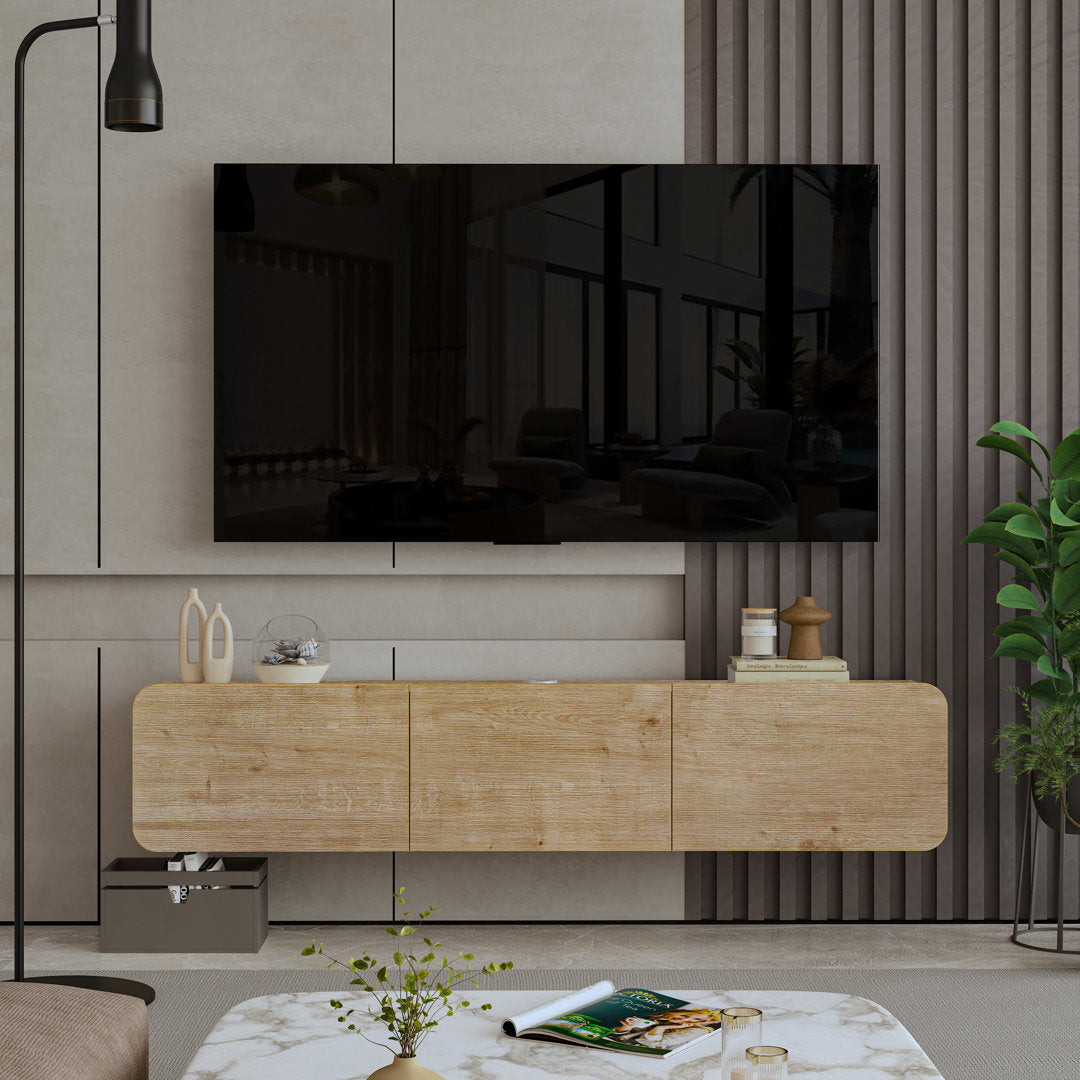 Callysta Floating TV Stand Up to 78" TV's Wall Mounted Media Console Millwood Pines Color: Natural