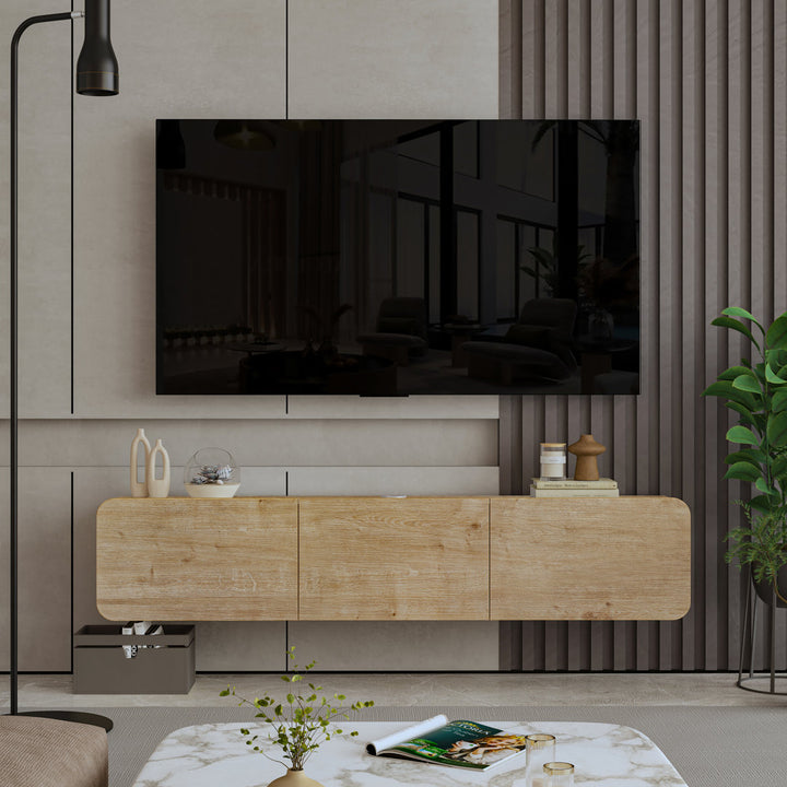 Callysta Floating TV Stand Up to 78" TV's Wall Mounted Media Console Millwood Pines Color: Natural