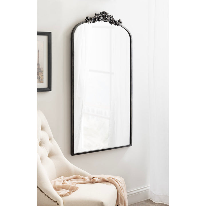 Anglo Arendahl Traditional Accent Mirror Fleur De Lis Living Size: 42" x 23.5" Finish: Black