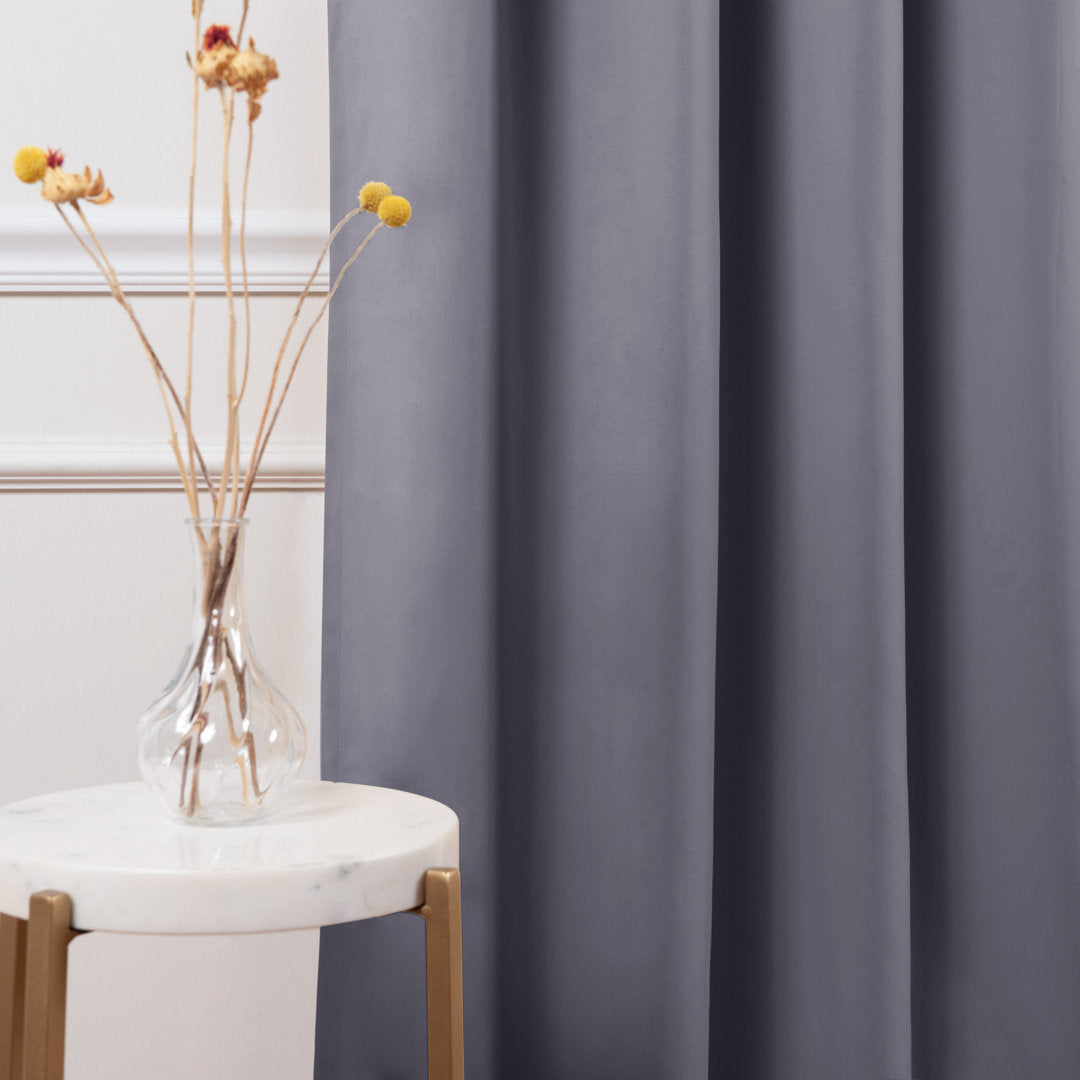 Bantam Solid Blackout Thermal Rod Pocket Curtain Panels (Set of 2) Ebern Designs Curtain Color: Gray Size per Panel: 52" W x 120" L