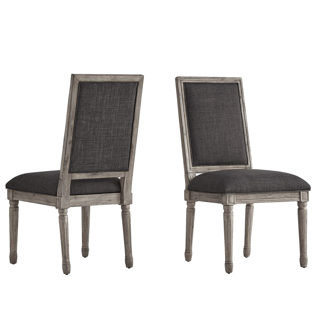 Libretto Solid Wood Side Chair (Set of 2) Kelly Clarkson Home Upholstery Color: Dark Gray, Leg Color: Antique Gray Oak