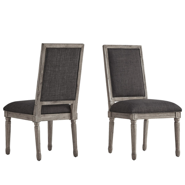 Libretto Solid Wood Side Chair (Set of 2) Kelly Clarkson Home Upholstery Color: Dark Gray, Leg Color: Antique Gray Oak