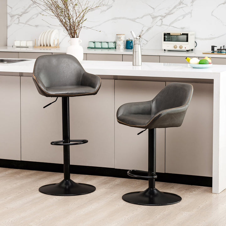 Thibodeaux Swivel Adjustable Height Bar Stool (Set of 2) Mistana™ Color: Gray