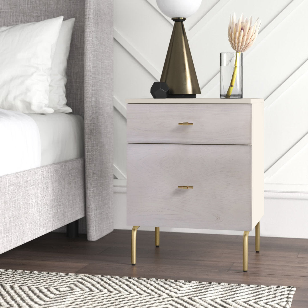 Linaris 2 - Drawer Nightstand Ivy Bronx Color: Cream/White Washed