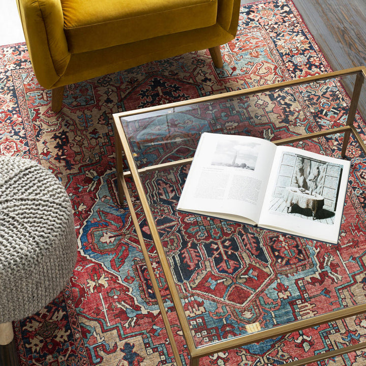 Fleckenstein Oriental Bright Red/Beige/Blue Area Rug Langley Street® Rug Size: Runner 2'6" x 7'6"