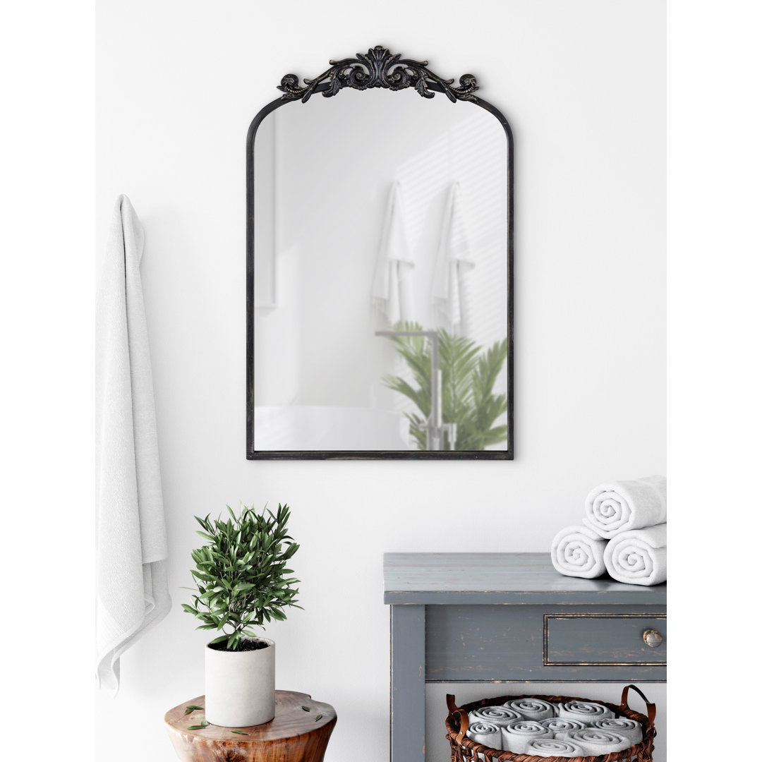 Anglo Arendahl Traditional Accent Mirror Fleur De Lis Living Size: 36" x 24" Finish: Black