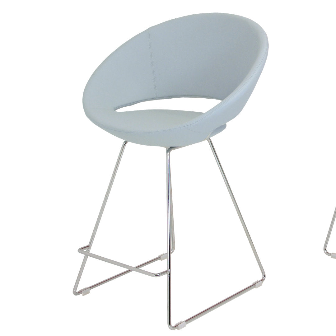 Crescent Wire Bar & Counter Stool sohoConcept Upholstery: White Faux Leather, Seat Height: Bar Stool (29" Seat Height)