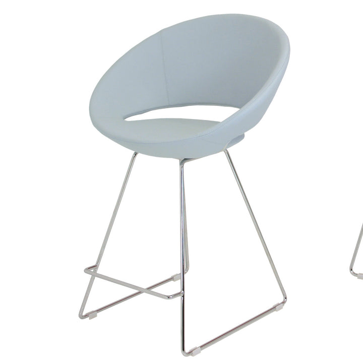 Crescent Wire Bar & Counter Stool sohoConcept Upholstery: White Faux Leather, Seat Height: Bar Stool (29" Seat Height)