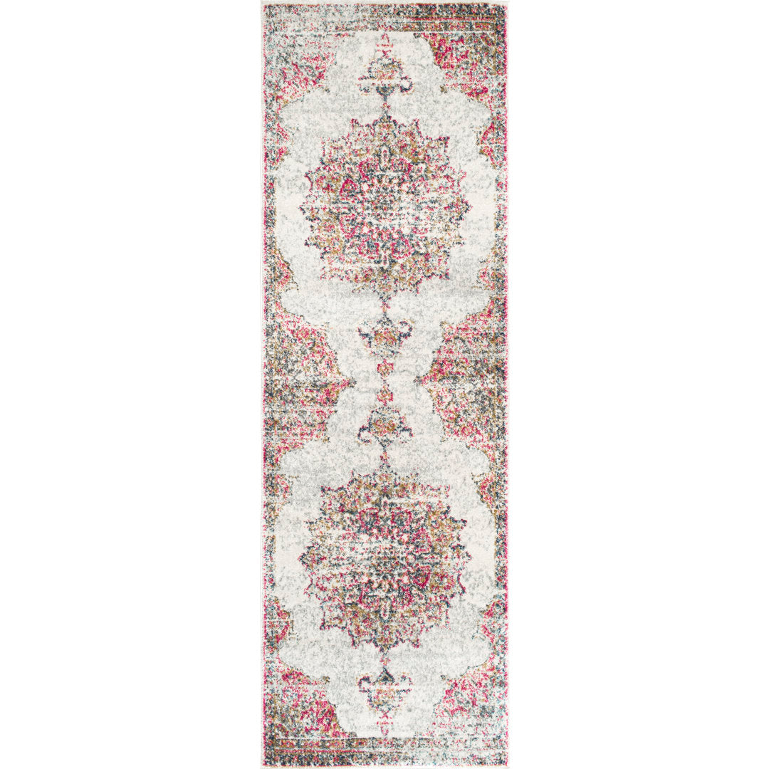 Mcalmont Medallion Power Loomed Performance Pink/Fuchsia Rug Bungalow Rose Rug Size: Runner 2'8" x 12'