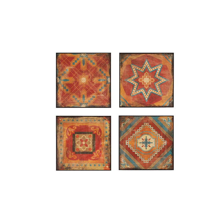 Leclair Moroccan Tile 4-piece Framed Art Set Bungalow Rose