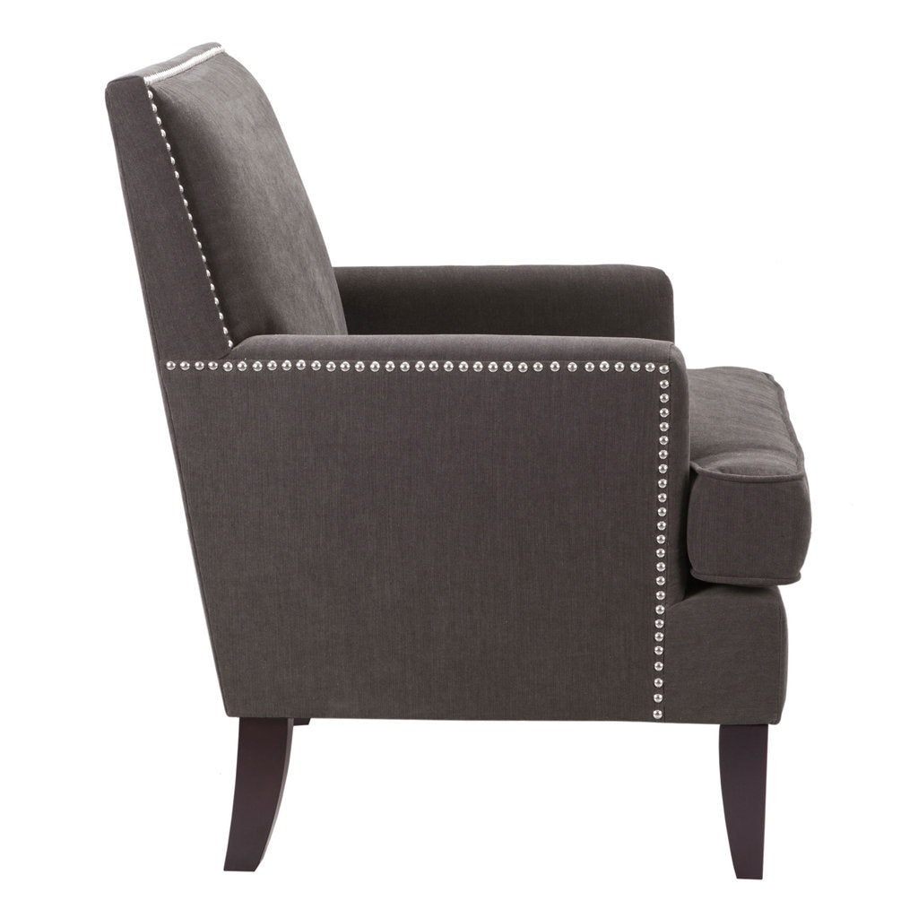 Colton Nailhead Club Chair Three Posts™ Upholstery Color: Charcoal Polyester