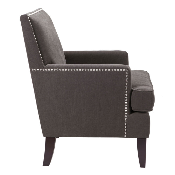Colton Nailhead Club Chair Three Posts™ Upholstery Color: Charcoal Polyester