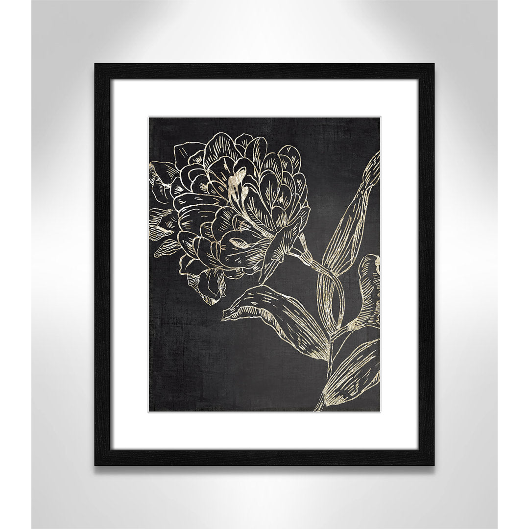 Golden Flower Folklore II by Asia Jensen - Picture Frame Graphic Art Joss & Main Size: 19" H x 16" W  Format: Black Wood Grain Framed
