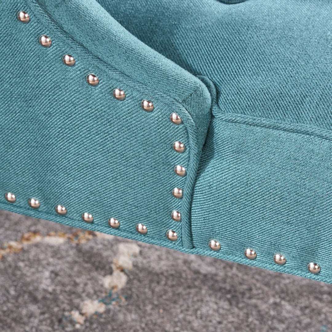 Staas 71.12Cm Wide Tufted Polyester Wingback Chair Charlton Home® Fabric: Dark Teal 100% Polyester