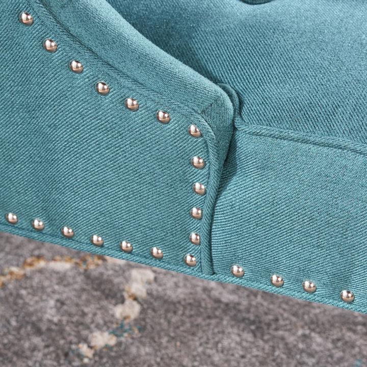 Staas 71.12Cm Wide Tufted Polyester Wingback Chair Charlton Home® Fabric: Dark Teal 100% Polyester