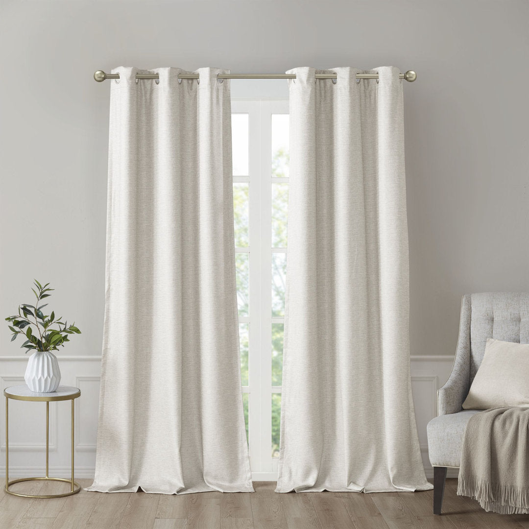 Sashay Faux Silk Room Darkening Curtain Panel Pair (Set of 2) Etta Avenue™ Curtain Color: Ivory Size per Panel: 42"W x 84"L