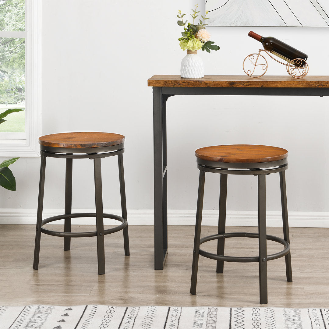 Solid Wood Swivel 24.2" Counter Stool for Dining Room Bistro (Set of 2) Williston Forge