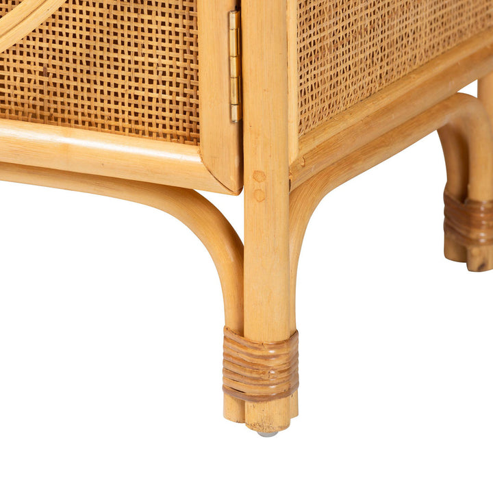 Ovalet Modern Bohemian Rattan 2-Door Sideboard Bay Isle Home™
