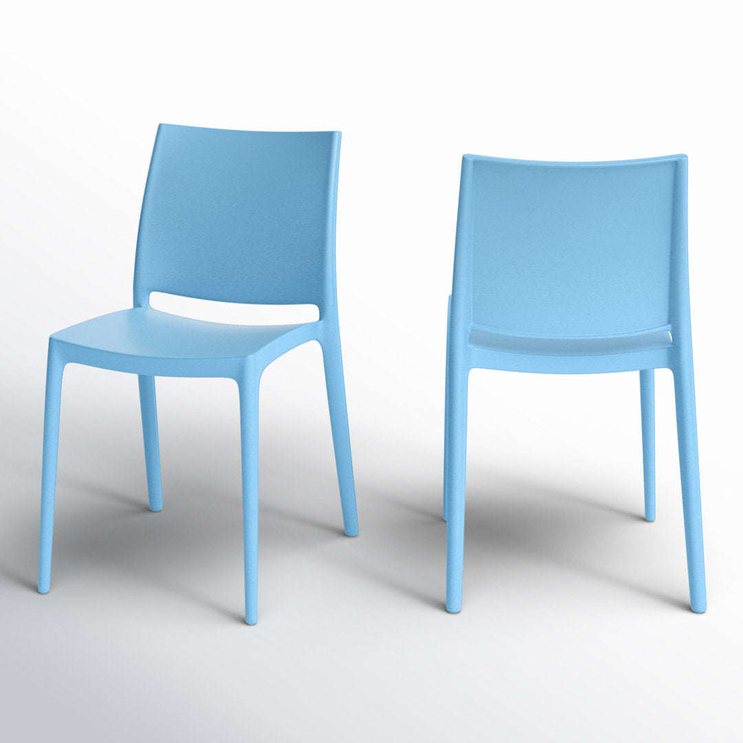 Burt Stacking Patio Dining Side Chair (Set of 2) AllModern Color: Light Blue