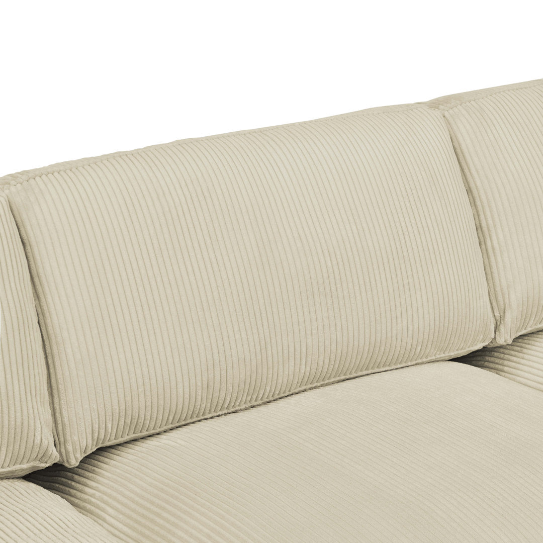Andreco 144" Wide Reversible Modular Corner Sectional with Ottoman Wade Logan® Body Fabric: Beige Corduroy